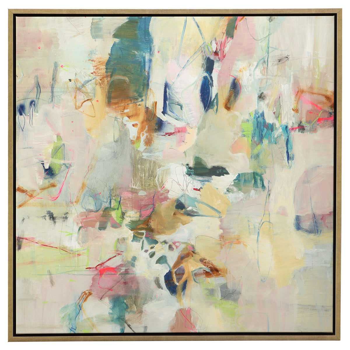 Party Time Framed Abstract Art - Beige / Light Blue by Uttermost - View 1