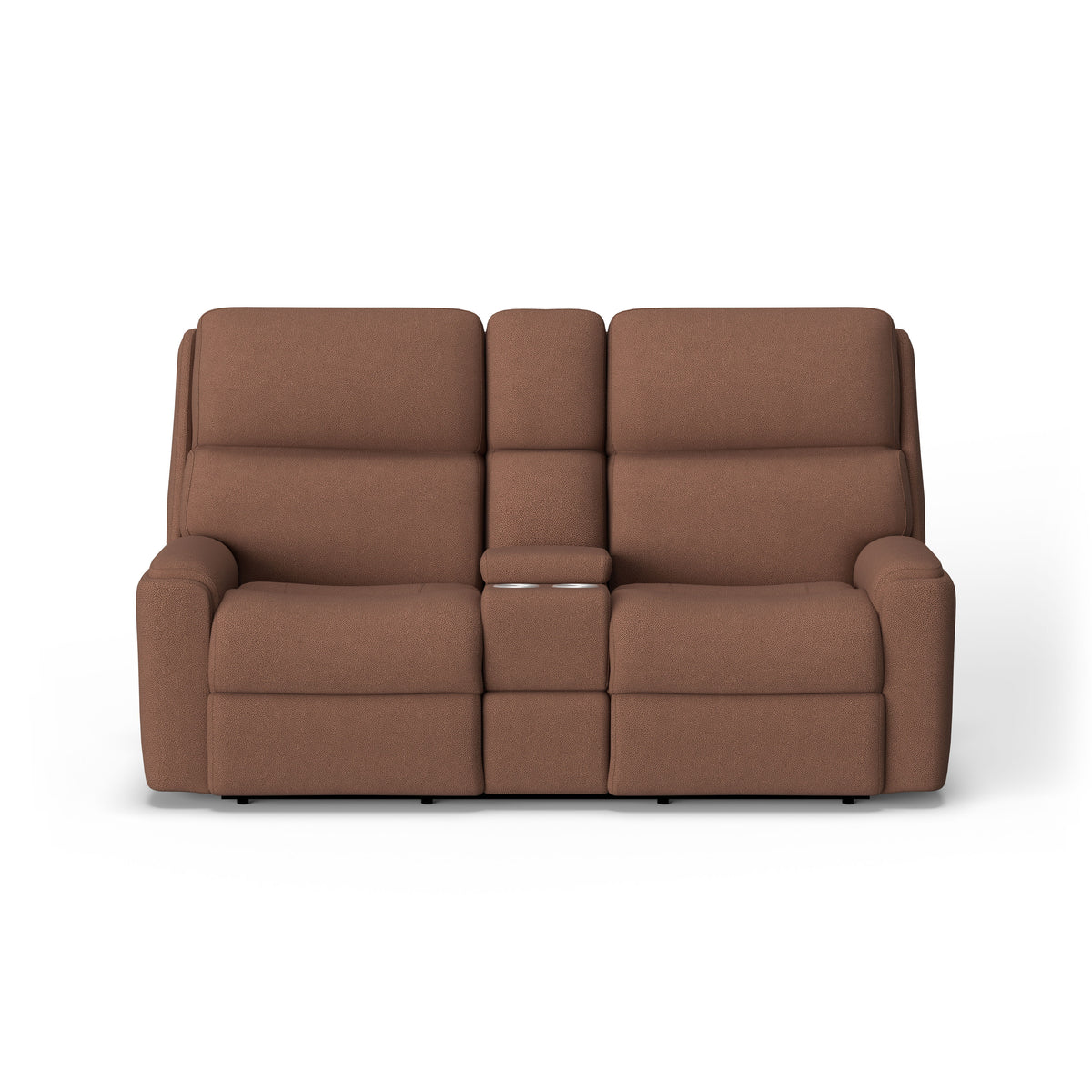 Rio Transitional Fabric Power Reclining Loveseat With Console & Power Headrests | Flexsteel