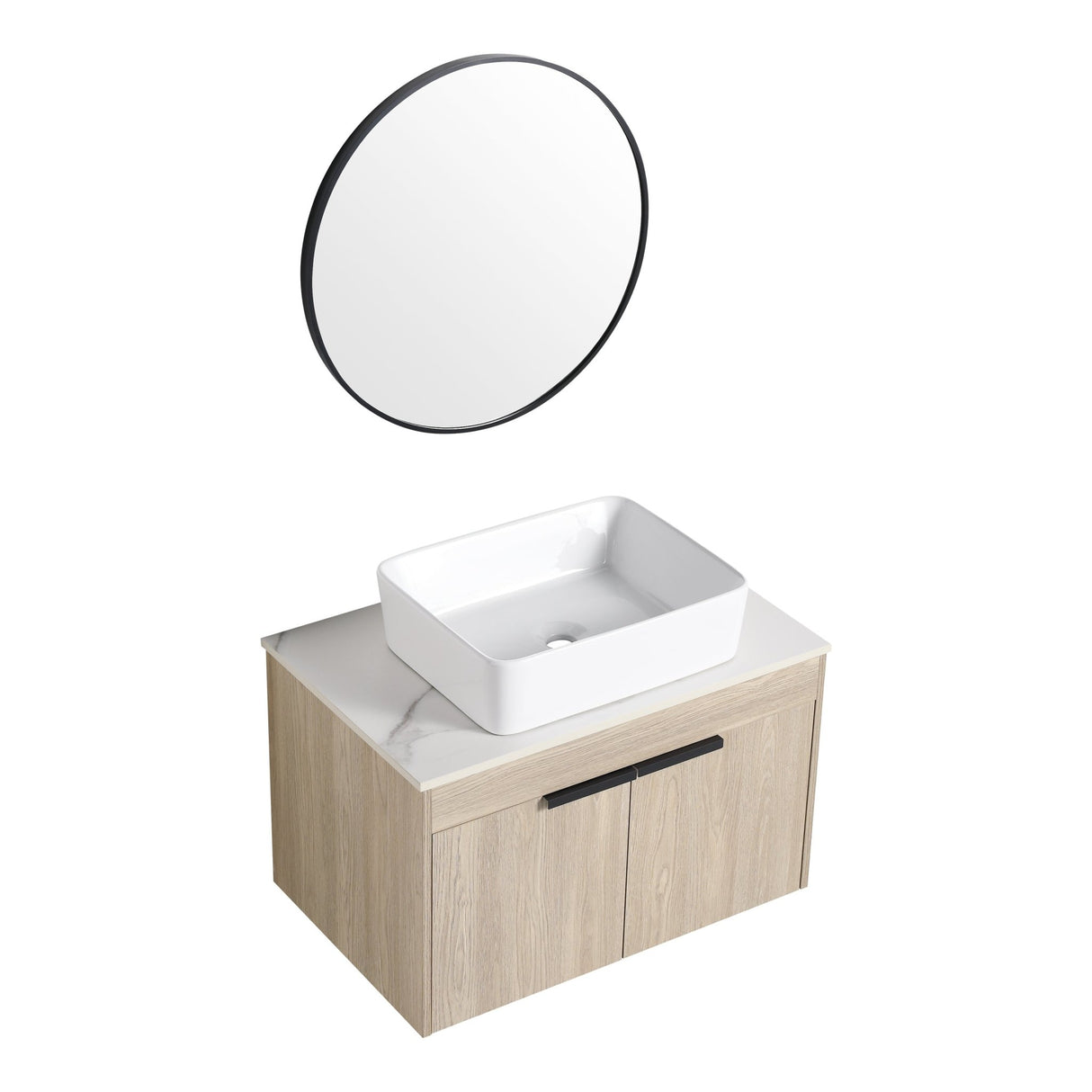 30 " Modern Design Float Bathroom Vanity With Ceramic Basin Set, Wall Mounted White Oak Vanity With Soft Close Door,KD - Packing，KD - Packing，2 Pieces Parcel（TOP - BAB110MOWH） - W999S00023 - image - 21