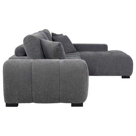 Plather Charcoal Grey Upholstered Sectional Chaise Sofa - sold by Home Elegance USA