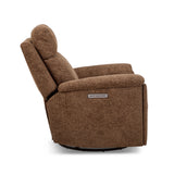 Refined Transitional Fabric Power Swivel Gliding Recliner With Power Headrest & Lumbar | Flexsteel