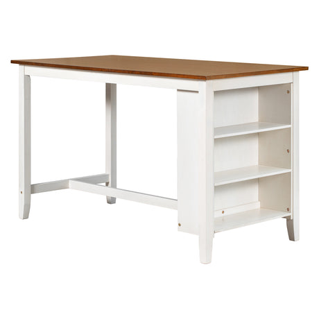 TOPMAX Rustic Farmhouse Dining Room Wooden Bar Table Set with Stools and Chairs, White, Rubberwood and MDF - sold by Home Elegance USA