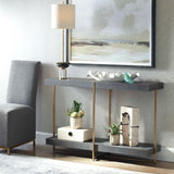 Taja Modern Brass / Wood Console Table - Gold / Dark Brown by Uttermost - View 3