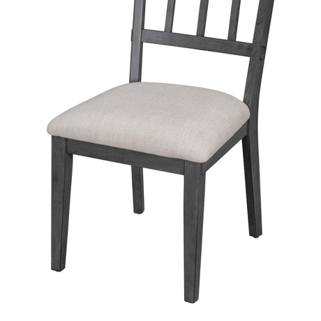 TREXM 5-piece Rustic Charm Round Dining Set with 3 Upholstered Chairs and Curved Bench for Dining Room, Kitchen and Living Room (Gray) - sold by Home Elegance USA