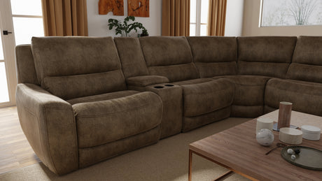 6-Piece Performance Fabric Power Reclining Sectional in Texas Slate - sold by Home Elegance USA