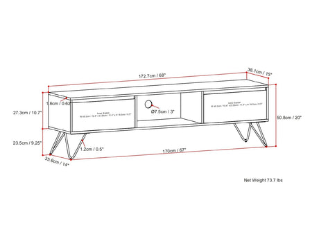 Hunter 68 inch Wide Solid Mango Wood TV Stand in Natural For TVs up to 75 inches - sold by Home Elegance USA