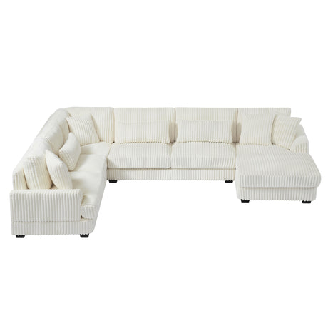Modern Oversized U-shaped Sectional Sofa with Chaise Lounge in Beige Corduroy, 129' - sold by Home Elegance USA