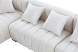 139'' Channel Tufted Sofa Velvet Upholstered Left Chaise Modular Sofa beige | Home Elegance USA