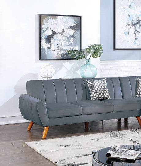 Contemporary 2-Pcs Sectional Set Living Room Furniture Dark Gray Velvet Couch Left Facing Sofa, Right Facing Chaise Plush Cushion - sold by Home Elegance USA