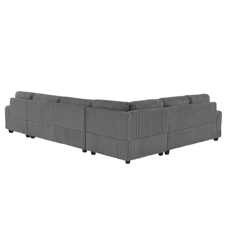 Modern Oversized U-shaped Sectional Sofa with Chaise Lounge in Dark Gray Corduroy, 129' - sold by Home Elegance USA