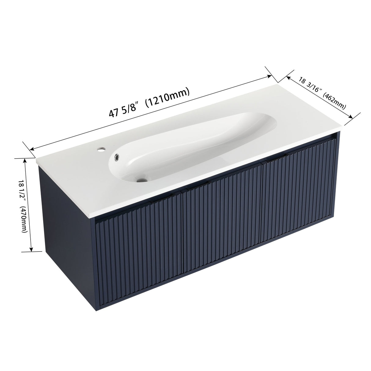 48" Floating Bathroom Vanity with Drop - Shaped Resin Sink(BVB05848BNL - GRBSD48S) - W999S00094 - image - 14