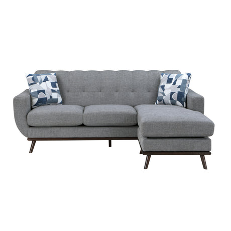 Solid Wood Reversible Sofa Chaise Gray Chenille Upholstered Decorative Pillows Mid-Century Modern Living Room Furniture 1pc - sold by Home Elegance USA