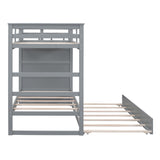 Twin Over Twin Bunk Bed with Trundle and Staircase,Gray(OLD SKU:LT000068AAE) - Home Elegance USA