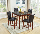 Beautiful Modern Style 5pc Counter Height Dining Room Set Brown Finish Square Table Faux Leather Upholstery Fabric Chairs Wooden Furniture