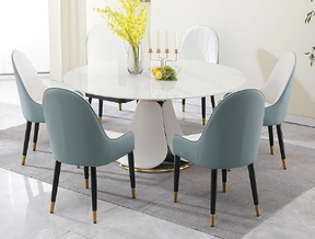 Fashion modern sinntered stone dining table with simple and multi-functional retractable dining table with 6pcs Chairs - sold by Home Elegance USA
