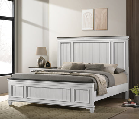Clelane Wood Bedroom Set with Shiplap Panel King Bed, Dresser, Mirror, and two Nightstands - sold by Home Elegance USA