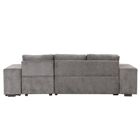 104.5' Modern L-Shape 3 Seat Reversible Sectional Couch, Pull Out Sleeper Sofa with Storage Chaise and 2 Stools for Living Room Furniture Set,Knox Charcoal (old sku:SG000431AAA) - sold by Home Elegance USA