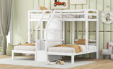 Twin over Twin & Twin Bunk Bed with Built-in Staircase and Storage Drawer,White - sold by Home Elegance USA
