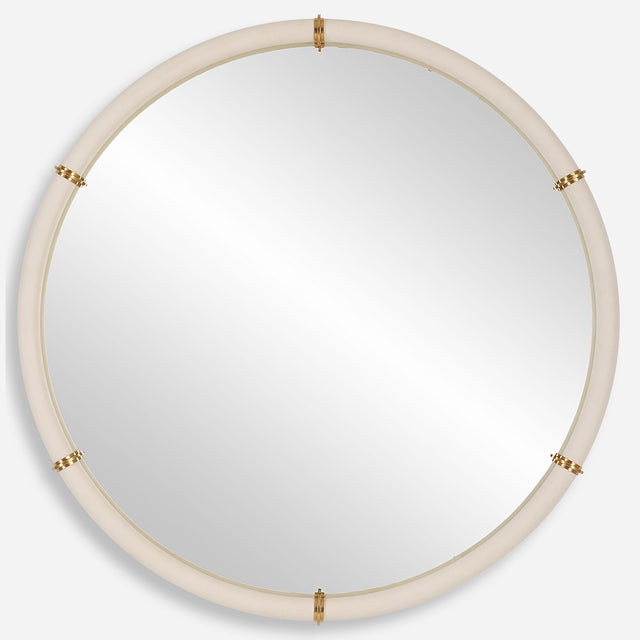 Cyprus Round Mirror - White by Uttermost - View 1