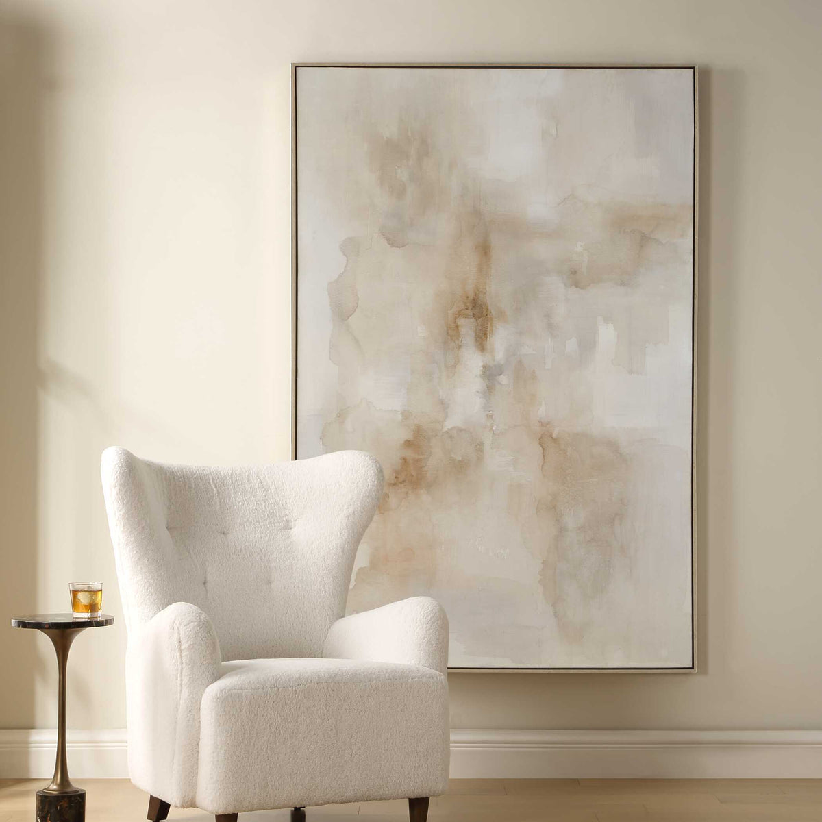 Remedy Hand Painted Modern Canvas Brown / Gray / White / Woodtone - Light Brown / Gray by Uttermost - View 2