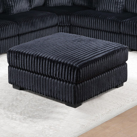Contemporary Modern 7-PC Modular L-Sectional Sofa Set USB Cup Holder Black Corduroy Living Room Furniture Ottoman - sold by Home Elegance USA