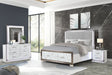 Desire King 4-Piece Bedroom Set – LED Upholstered Bed, Dresser, Mirror, and Nightstand with Marble-Inspired Accents and Sleek Metallic Trim for a Chic Modern Look(CA INVENTORY) - sold by Home Elegance USA