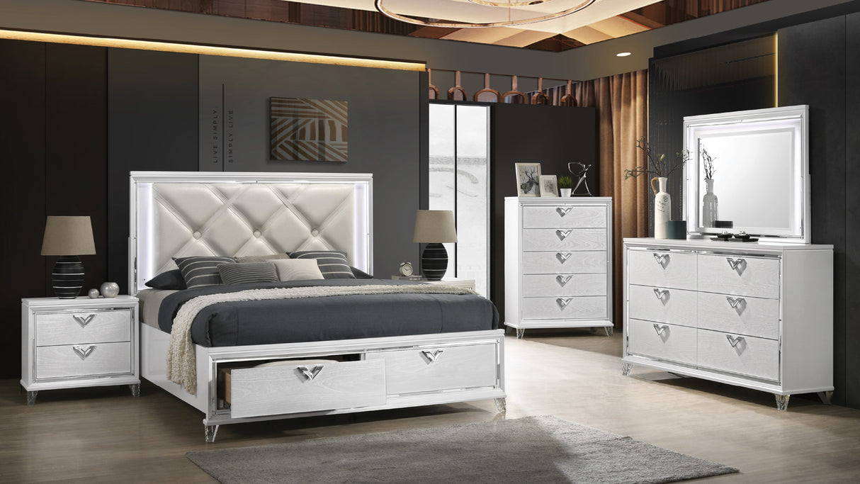 Modern Style King 5PC Bedroom Set with LED Accents & V - Shaped handles