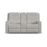 Arlo Transitional Fabric Power Reclining Loveseat With Console & Power Headrests | Flexsteel