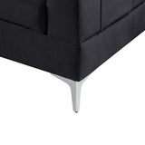 Chloe Black Velvet Sectional Sofa Chaise with USB Charging Port - Home Elegance USA