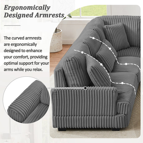 Modern Oversized U-shaped Sectional Sofa with Chaise Lounge in Dark Gray Corduroy, 129' - sold by Home Elegance USA