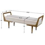 Waylon Modern Bench Ivory - White / Light Brown by Uttermost - View 6