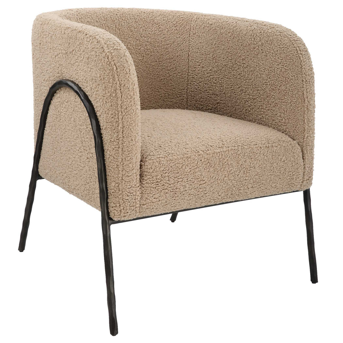 Jacobsen Tan Shearling Barrel Chair - Beige by Uttermost - View 3