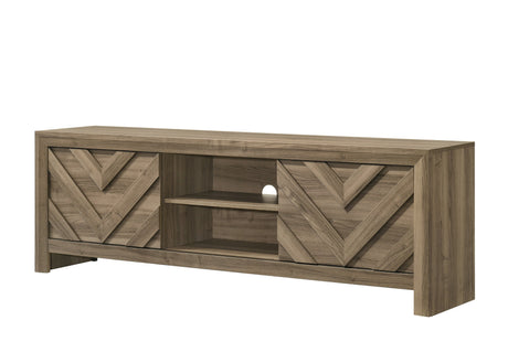 1pc Rustic Chevron-patterned Contemporary Traditional Interiors Entertainment Console TV Stand Living Room Furniture Light Brown Warm Wood Finish - sold by Home Elegance USA