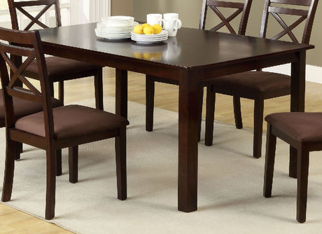 Transitional Style 7pc Dining Table Set 1x Table 6x Chair Microfiber Padded Seat Cross Back Seat Espresso Finish - sold by Home Elegance USA
