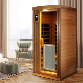 Low EMF One-Person Far Infrared Red Cedar Deluxe Indoor Sauna - sold by Home Elegance USA