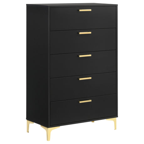 Lexie Black/Gold 5-piece Tufted Panel Queen Bedroom Set - sold by Home Elegance USA