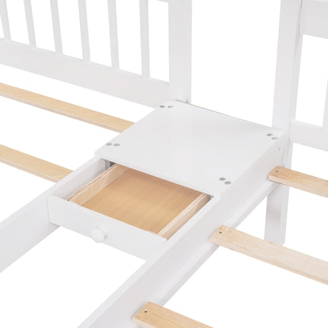 Full Over Twin & Twin Bunk Bed, Wood Triple Bunk Bed with Drawers and Guardrails,White (OLC SKU:LT000443AAK-1) - sold by Home Elegance USA