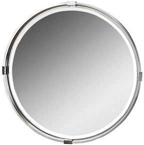 Tazlina Round Mirror Brushed Nickel - Silver by Uttermost - View 1