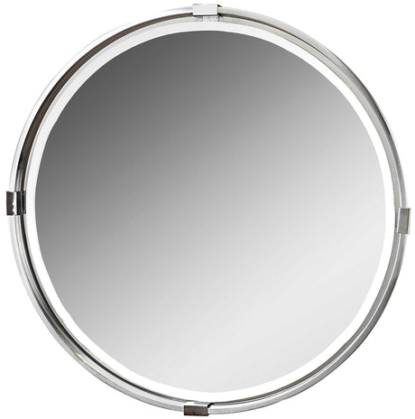 Tazlina Round Mirror Brushed Nickel - Silver by Uttermost - View 1