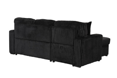 Plush Sectional Sofa W/ Pull Out Sleeper made with Velvet fabric- Black (CA Warehouse inventory) - sold by Home Elegance USA