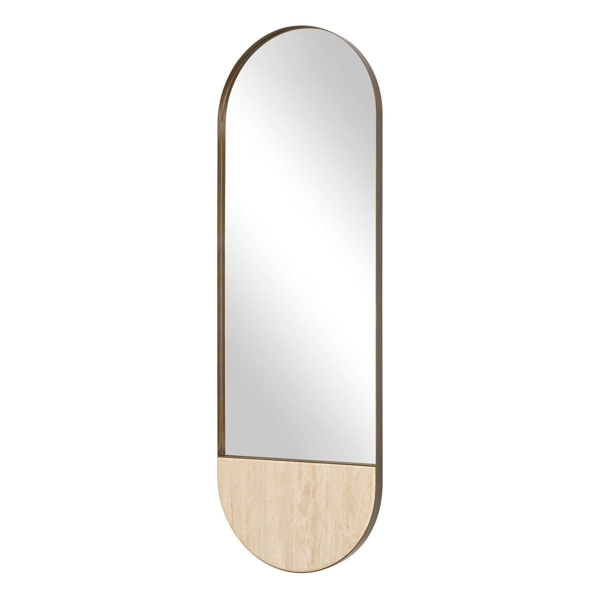 Russo Travertine Tall Oval Mirror Bronze / Brown / Gold - Beige by Uttermost - View 4