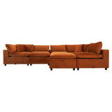 Hayward Modern Oversized Velvet Modular Sectional Sofa in Burnt Orange