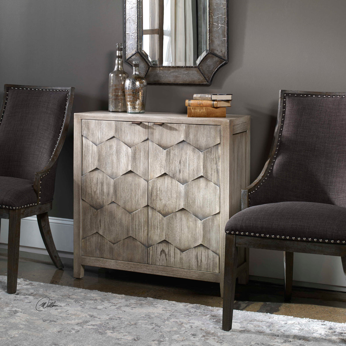 Catori Console Cabinet Smoked Ivory - Light Gray by Uttermost - View 8