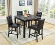 Beautiful Modern Style 5pc Counter Height Dining Room Set Gray Finish Square Table Faux Leather Upholstery Fabric Chairs Wooden Furniture