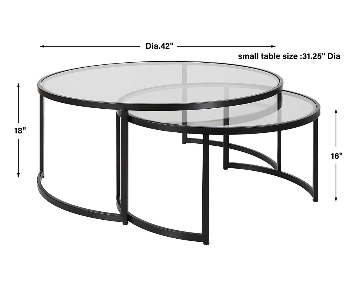 Rhea Nesting Coffee Tables (Set of 2) - Black by Uttermost - View 8