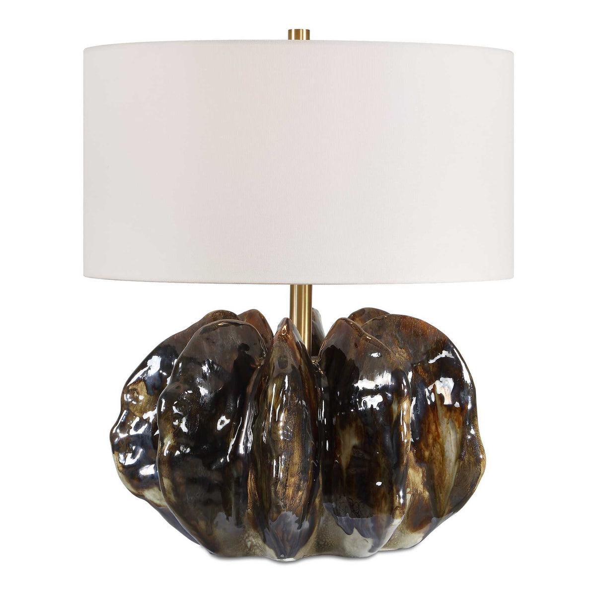 Jaudon Glass Table Lamp - Black / Dark Brown by Uttermost - View 1