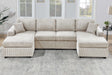 Modern Design Sectional Set 3pc Armless Loveseat Two Matching Pillow Right Arm And Left Arm Chaise Ivory Finish Primary Living Room
