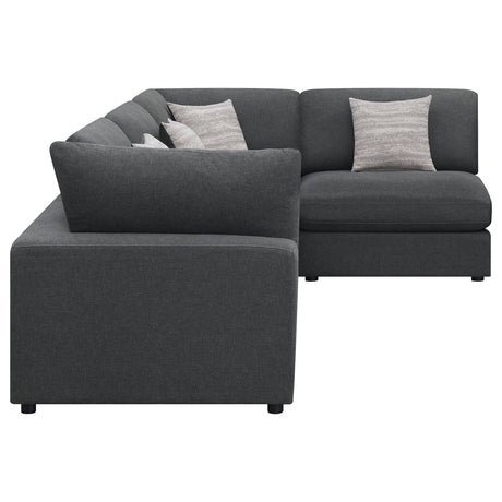 Rhette Charcoal 4-piece Upholstered Sectional with Reversible Cushions - sold by Home Elegance USA