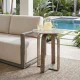 Warner Indoor-Outdoor Side Table Antiqued Champagne / White - Gold by Uttermost - View 2