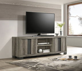 1pc Entertainment Console Rustic Charm Weathered Wood Finish Open Shelf Living Room Furniture - sold by Home Elegance USA